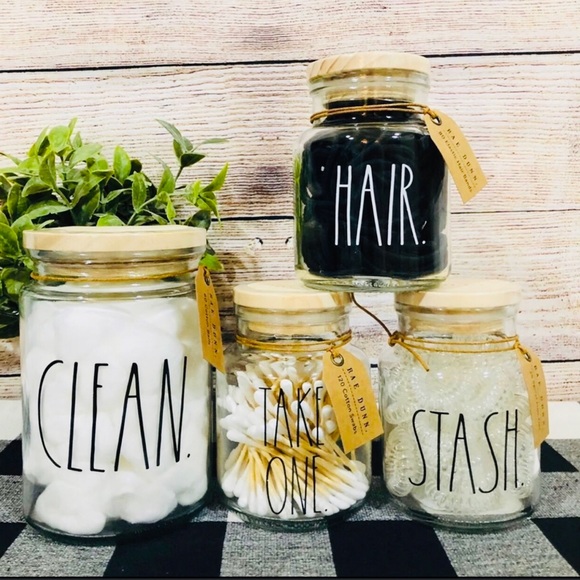 Rae Dunn Bath New Rae Dunn Clean Cotton Ball Holder Jar Bathroom